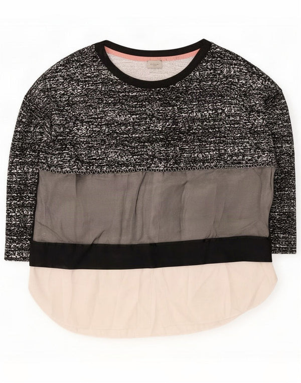 Marella Haut Femme Manches 3/4 UK 18 XL Noir Colourblock