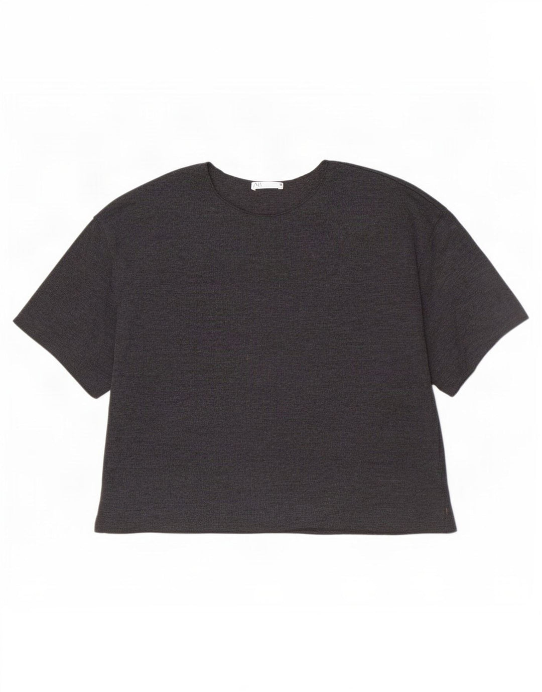 Zara T-Shirt Femme Top UK 12 Coton Gris Moyen