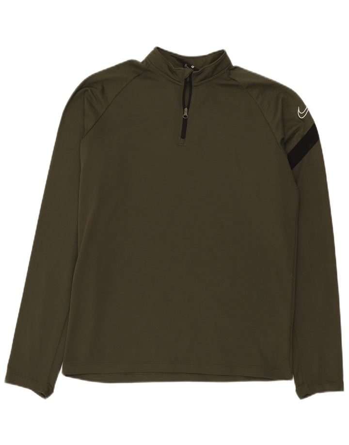 Nike Haut de survêtement à col zippé pour garçon 13-14 ans XL Kaki Colourblock