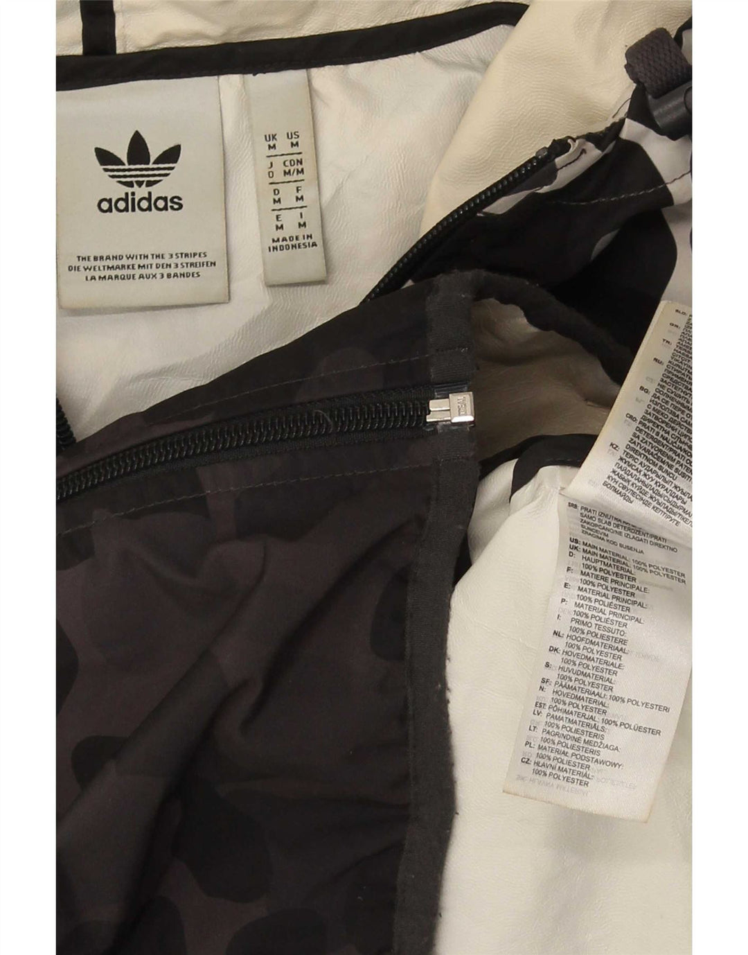 Adidas Veste de pluie à capuche pour homme UK 38 Gris moyen Camouflage Polyester