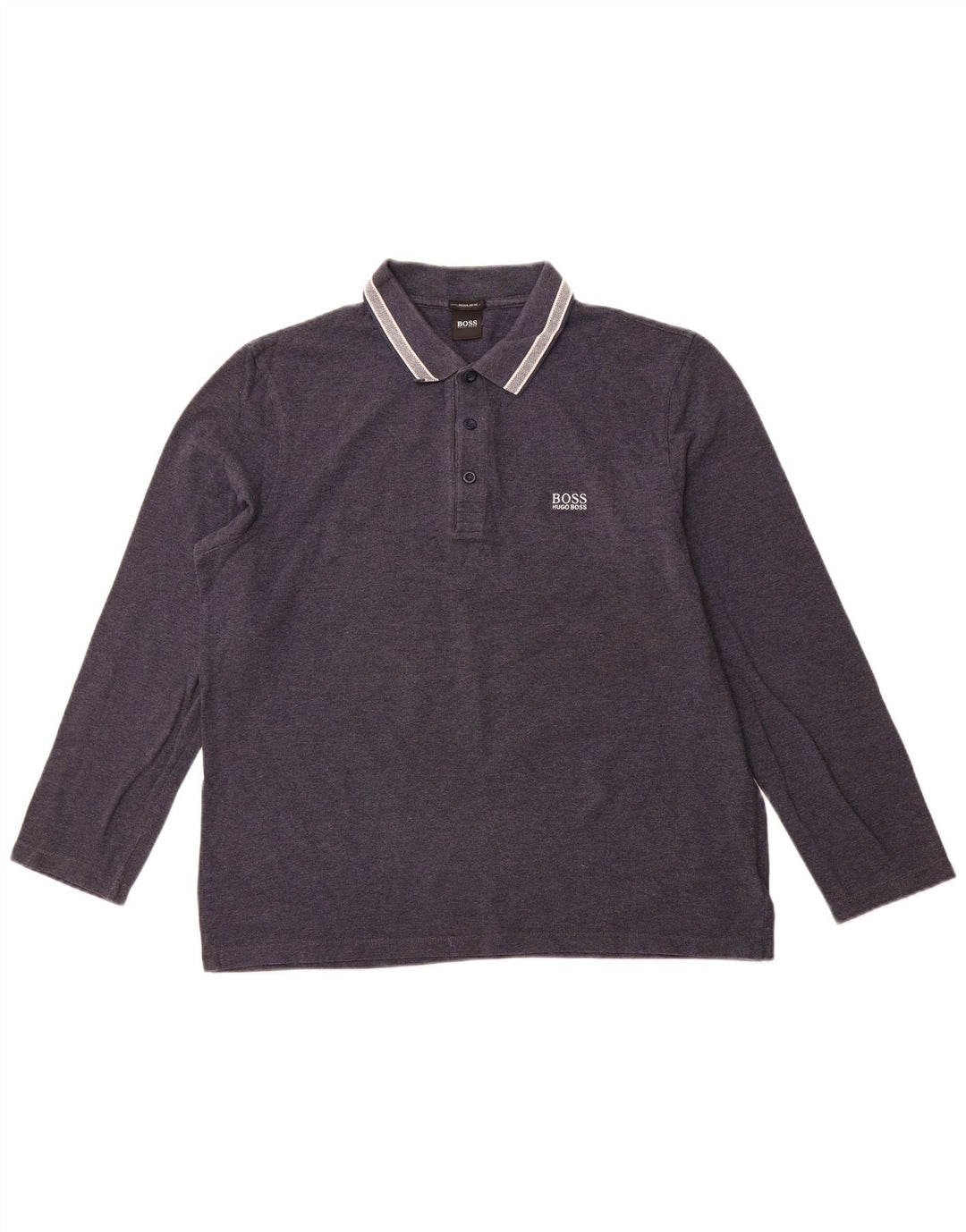 HUGO BOSS Homme Regular Fit Polo à manches longues XL Bleu marine Coton