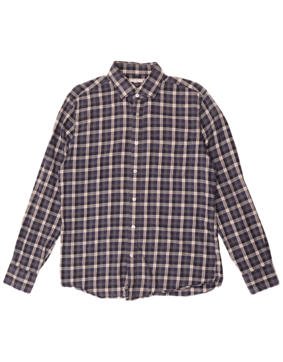 Reiss Chemise en flanelle coupe classique pour hommes, grand carreaux en coton bleu marine