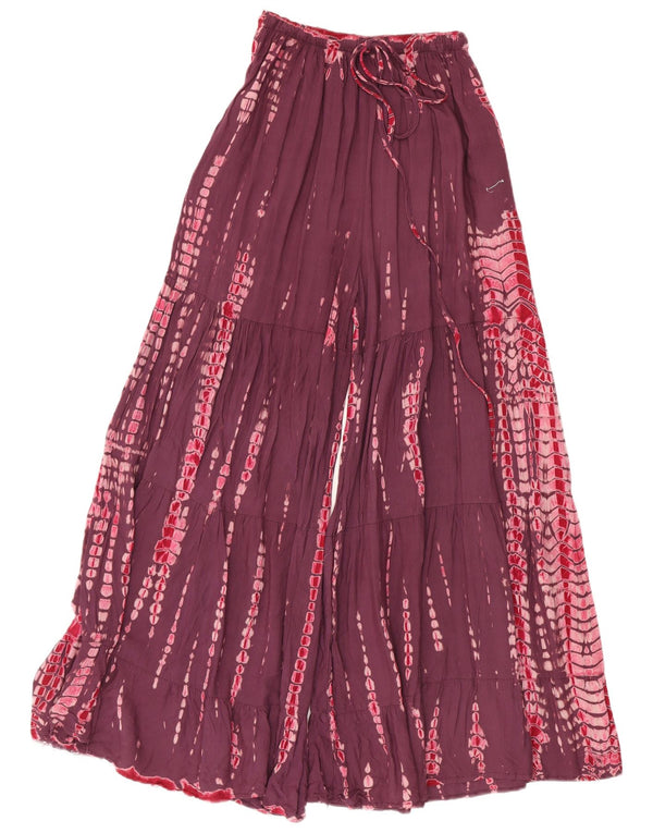 Pantalon jupe-culotte femme vintage W28 L28 Bourgogne Tie Dye Rayonne
