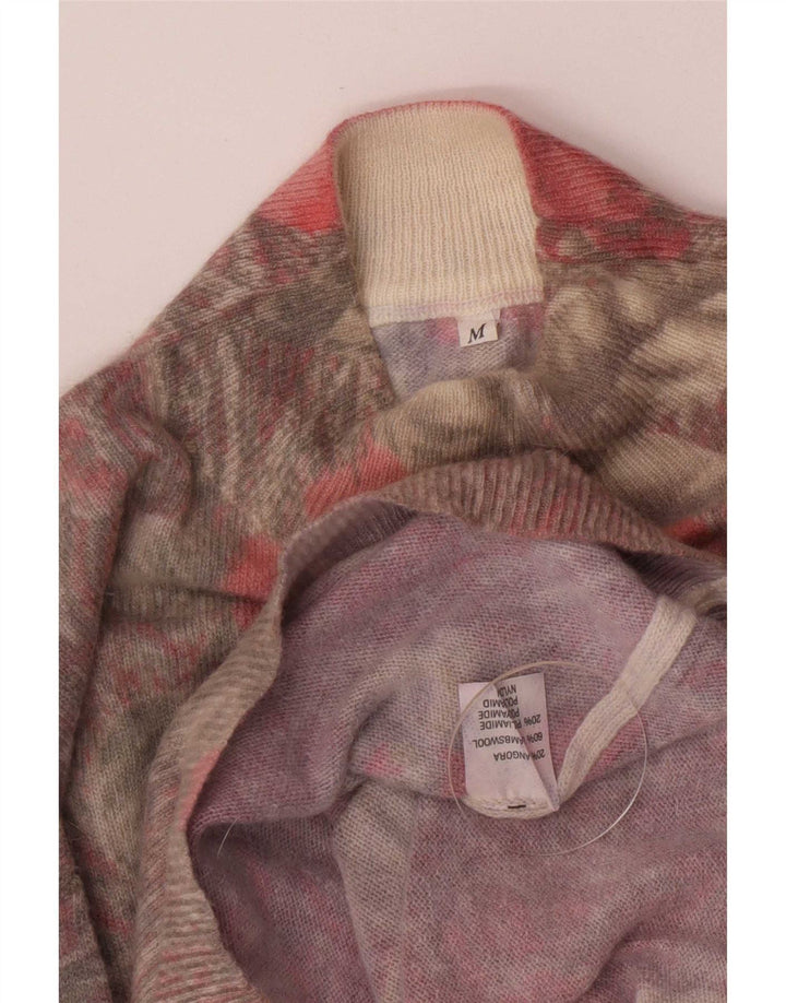vintage Womens Turtle Neck Jumper Sweater UK 12 Moyen Multicolore Rétro