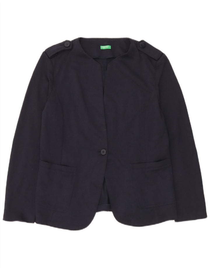 Benetton Veste blazer militaire à 1 bouton pour femme UK 14 Large Bleu marine