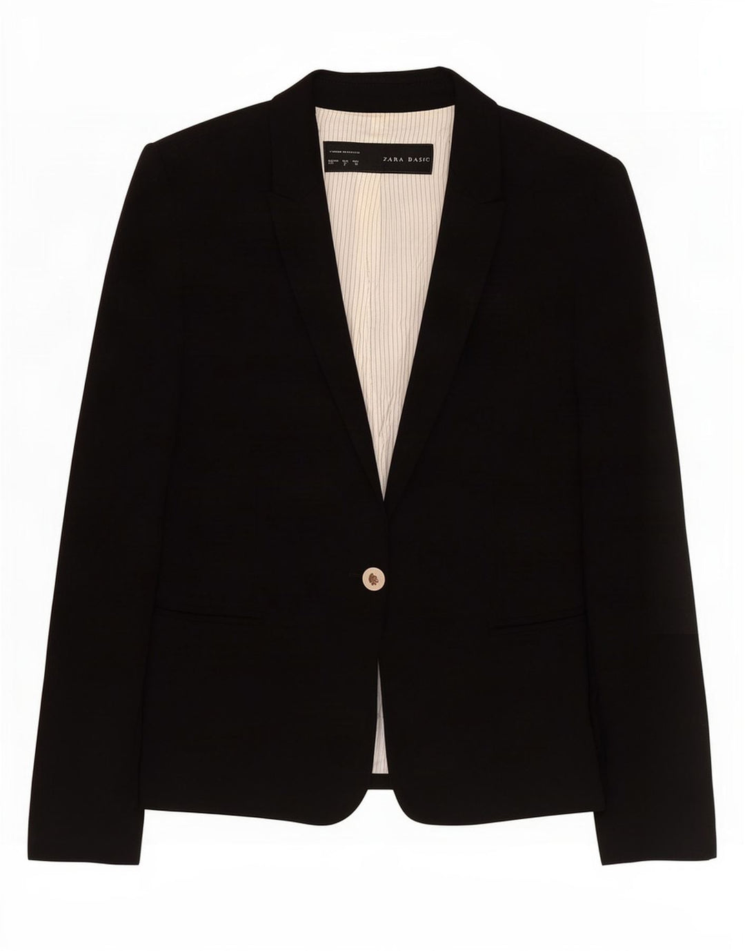 Zara Femme 1 Bouton Blazer Veste UK 8 Petit Acétate Noir