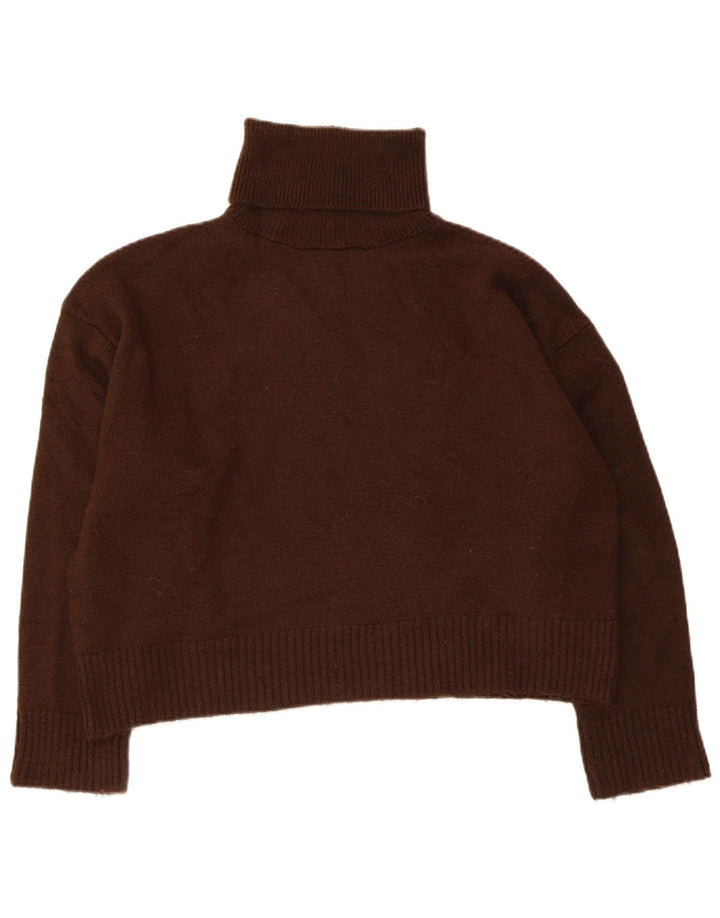 Zara Pull court surdimensionné à col roulé pour femme UK 10 Petit Marron