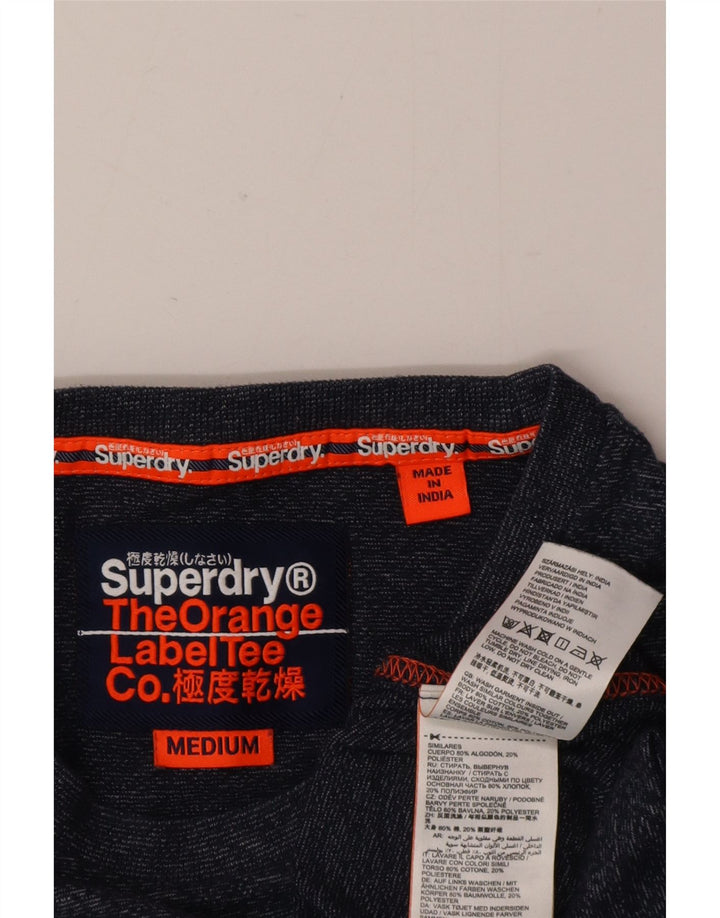 Superdry Homme T-Shirt Top Bleu Marine Moucheté Coton