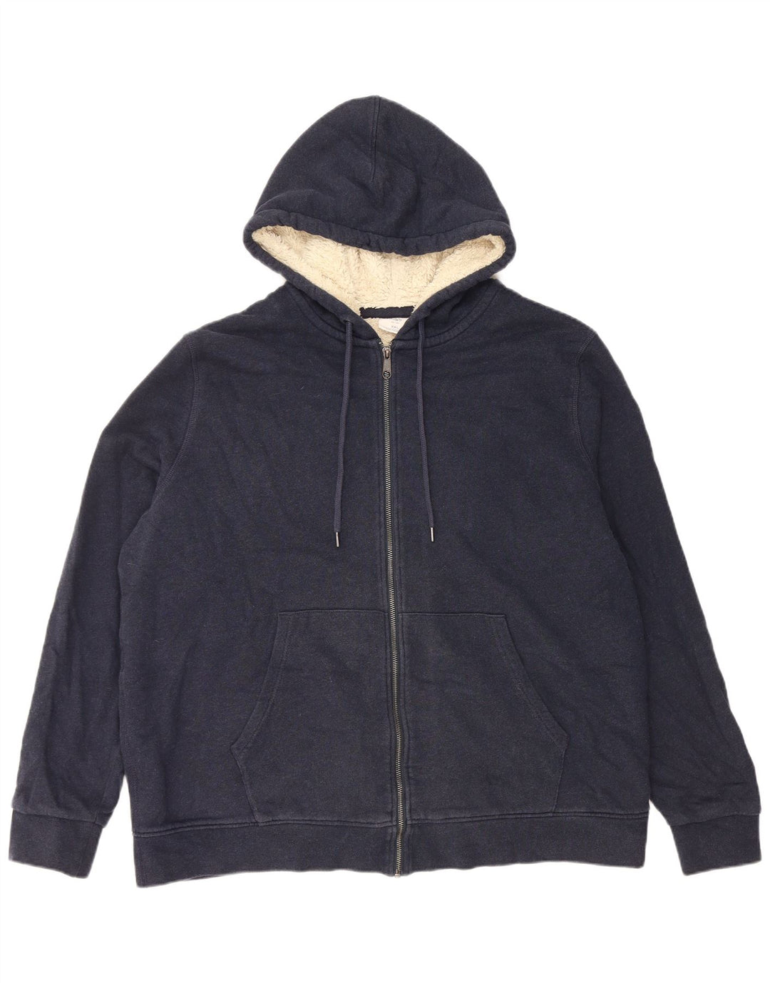 Marks & Spencer Pull à capuche zippé Sherpa pour homme 2XL en coton bleu marine
