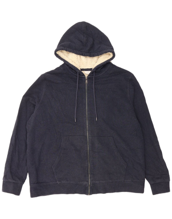 Marks & Spencer Pull à capuche zippé Sherpa pour homme 2XL en coton bleu marine