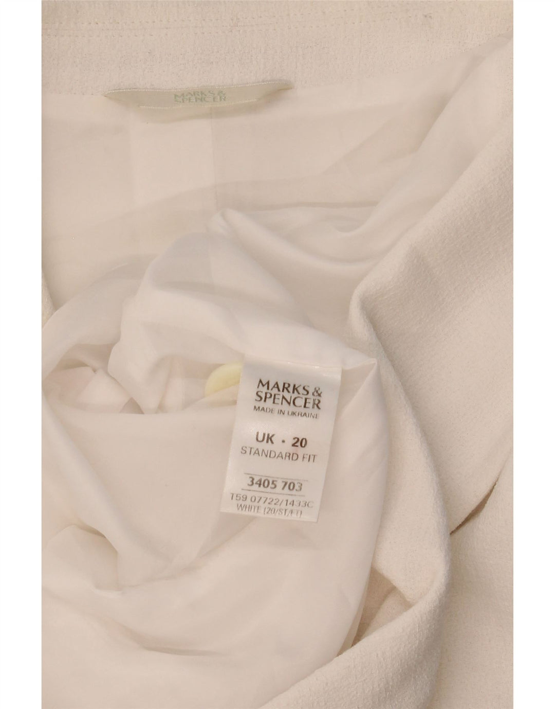 Marks & Spencer Veste blazer à manches courtes et 2 boutons pour femme UK 20 2XL Blanc