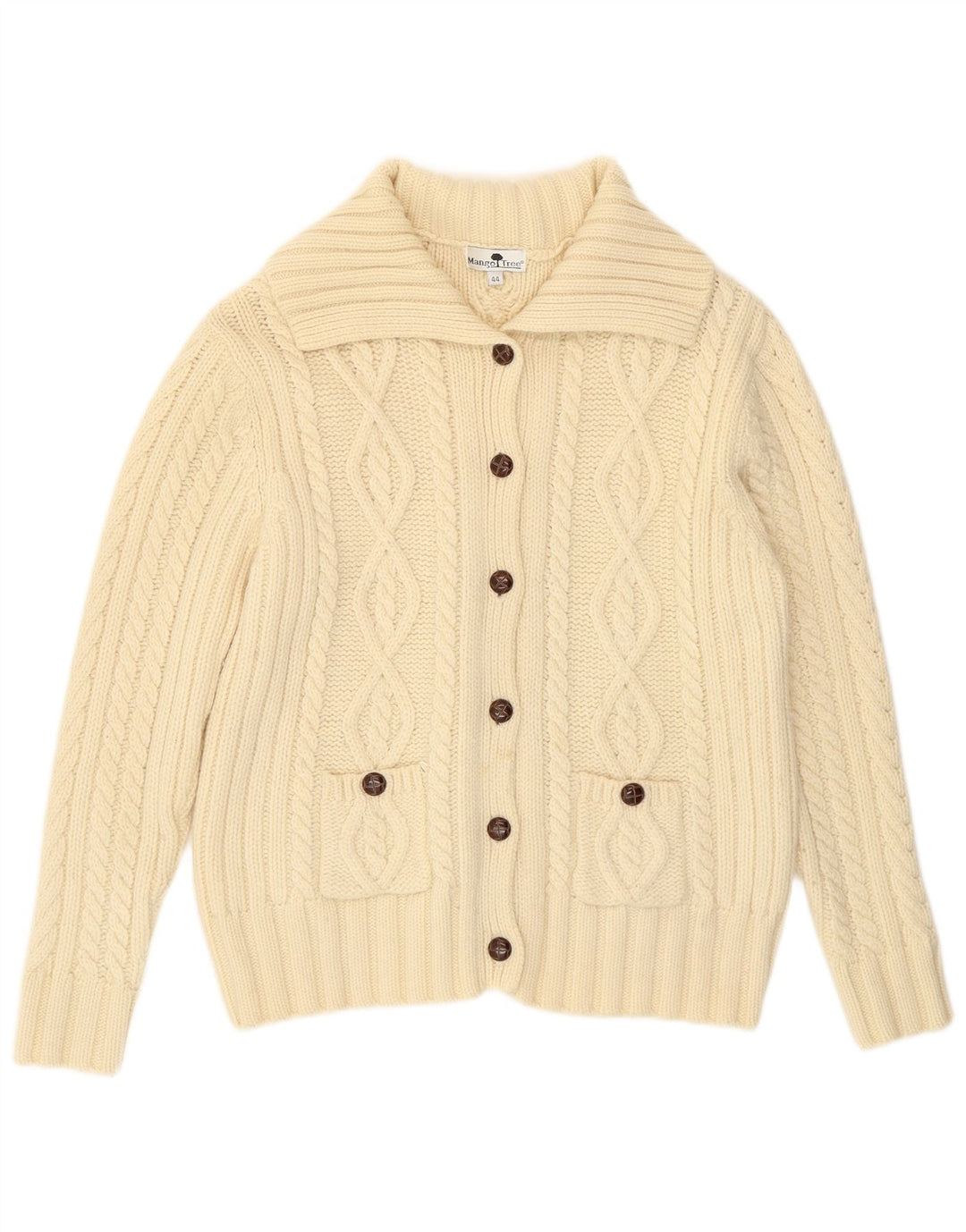 vintage Femme Cardigan Pull IT 44 Moyen Off White Wool
