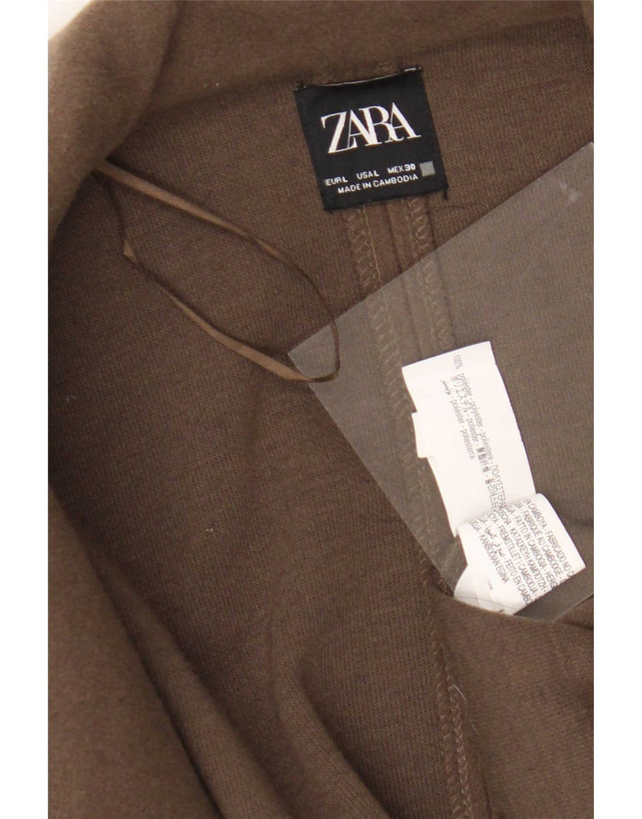 Zara Womens Open Overcoat UK 16 Large Marron Polyester