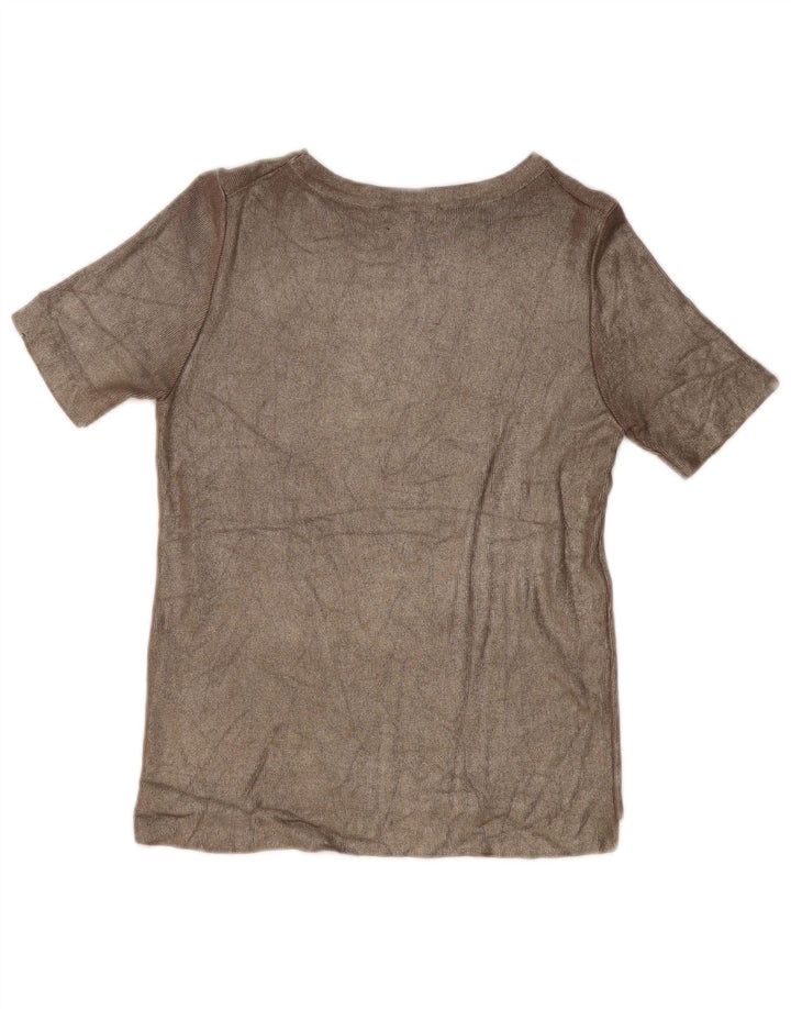 Zara Femme Chemisier Top UK 10 Small Beige Viscose