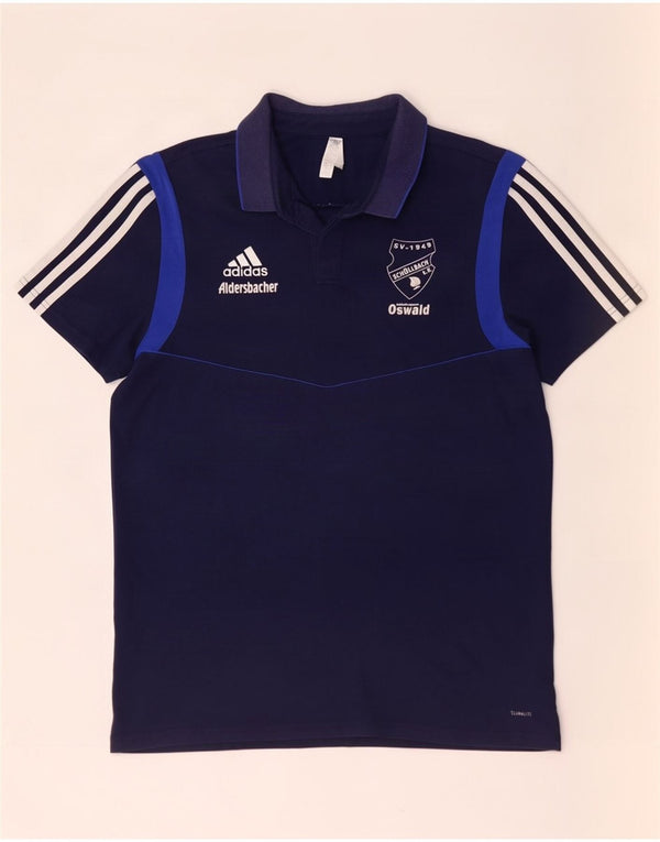 Adidas Homme Climalite Polo Large Bleu Marine Colorblock Coton