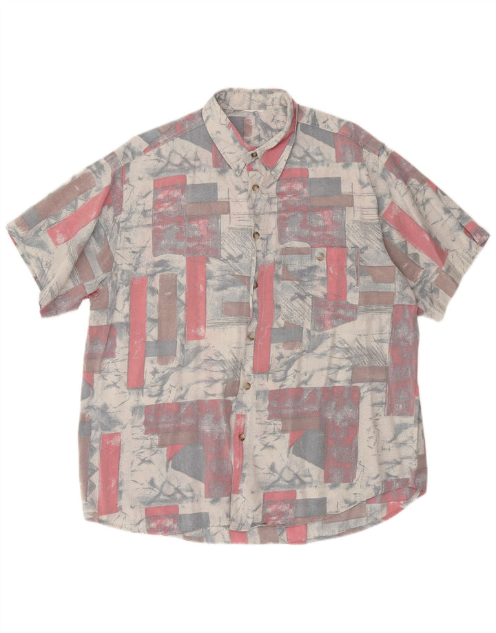 Chemise à manches courtes Vintage pour hommes, motif abstrait, gris XL