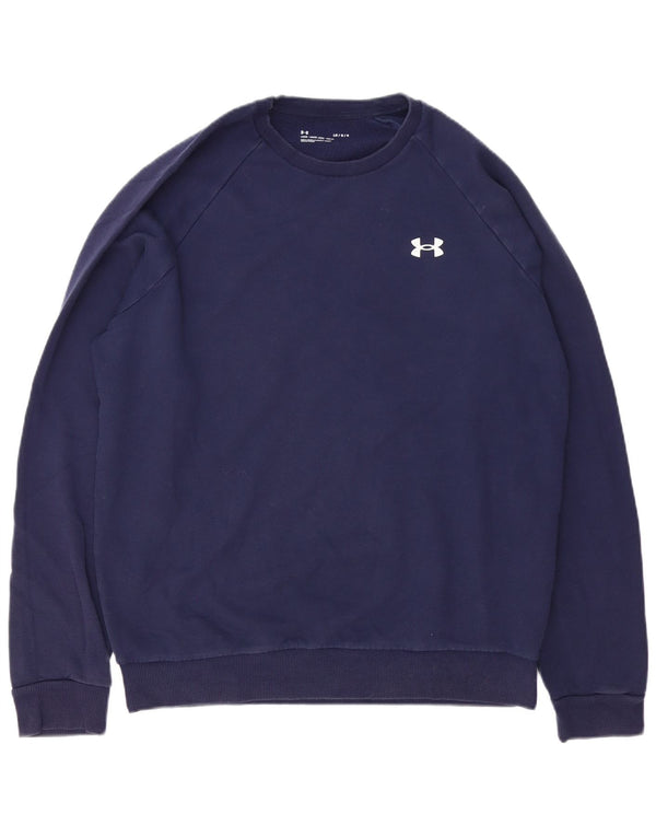 Under Armour Mens Sweatshirt Jumper Large Navy Blue Cotton
