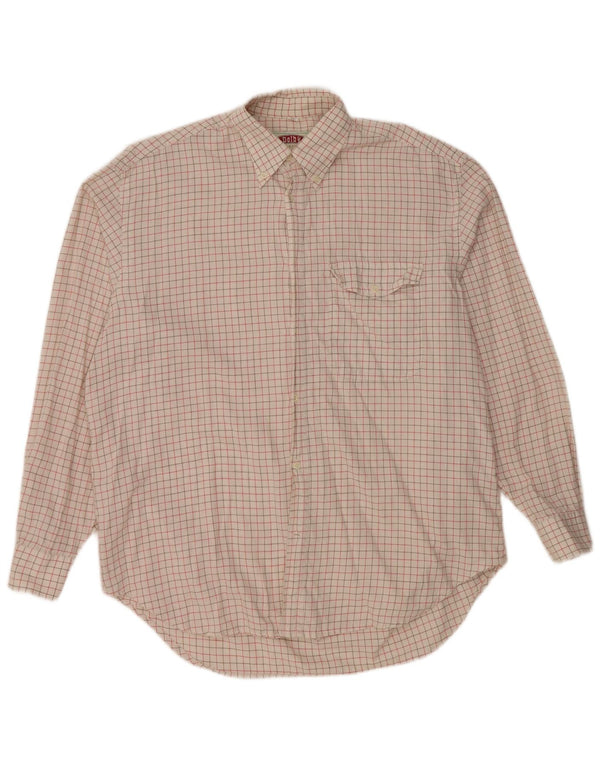 VINTAGE Chemise Homme Taille 41 Grand Coton à Carreaux Blanc