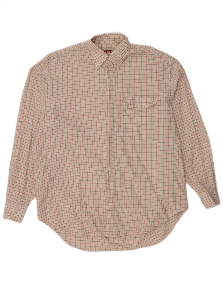 VINTAGE Chemise Homme Taille 41 Grand Coton à Carreaux Blanc