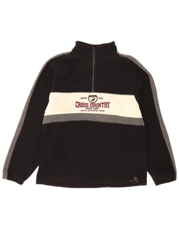 Barisal Pull polaire graphique à col zippé pour homme XL Noir Colorblock Polyester