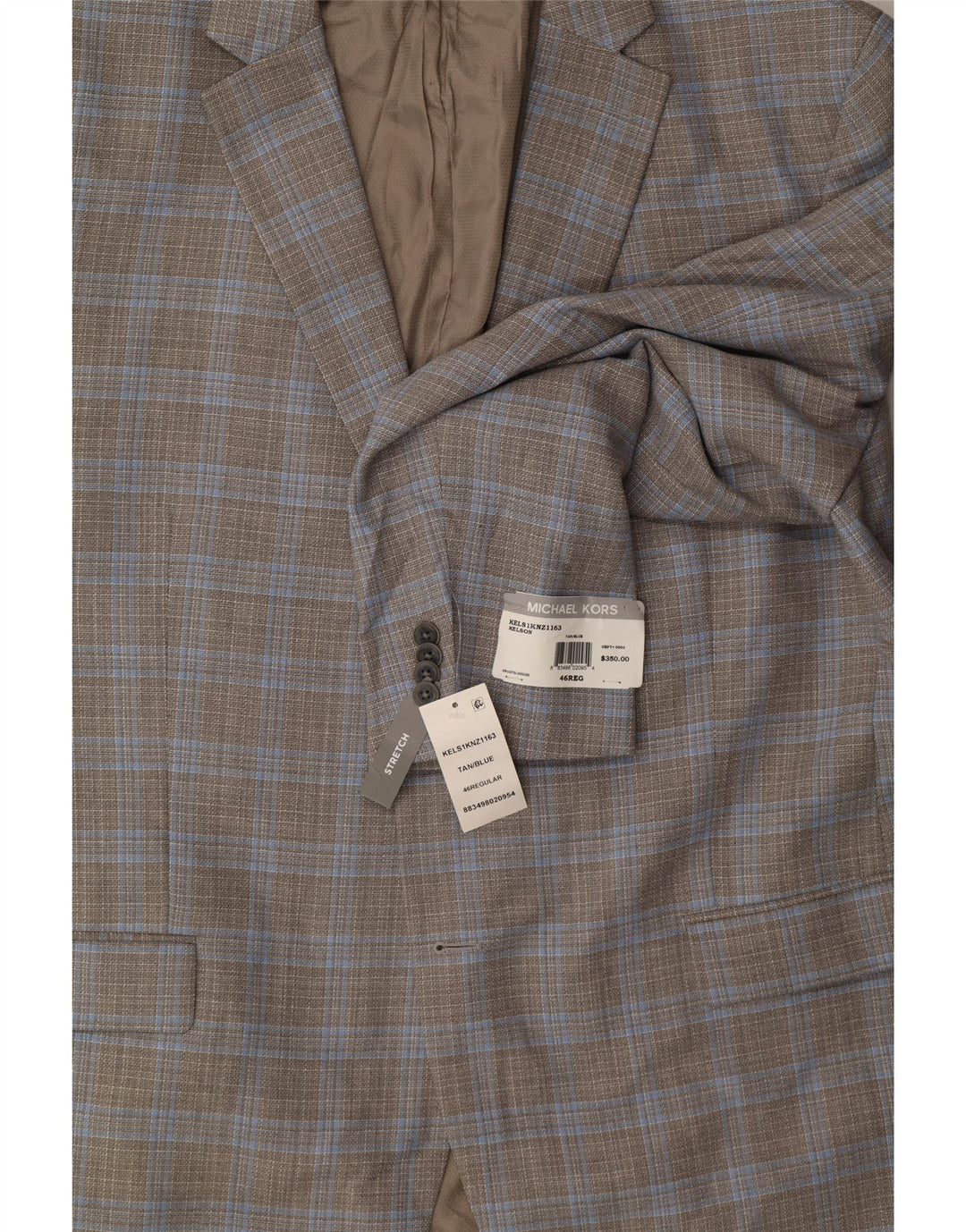 MICHAEL KORS Mens Stretch 2 Button Blazer Jacket UK 46 3XL Grey Check Wool Vintage Michael Kors and Second-Hand Michael Kors from Messina Hembry 