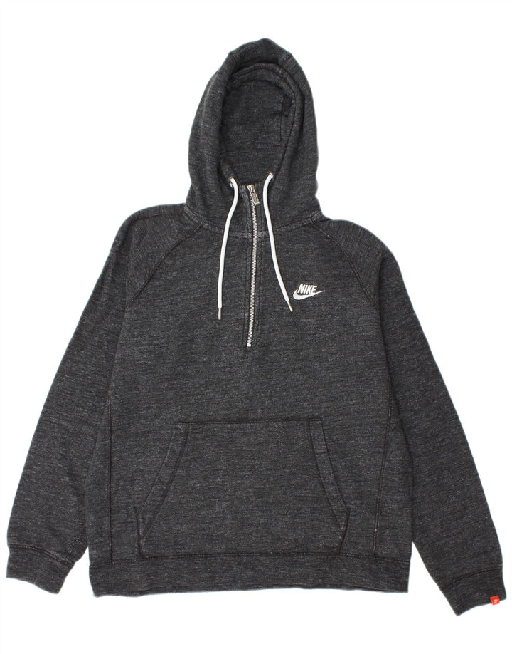 NIKE Pull à capuche surdimensionné avec col zippé pour femme UK 14 Gris moyen moucheté