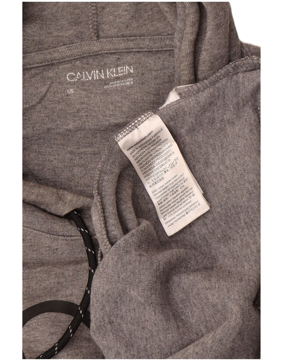 CALVIN KLEIN Pull à capuche graphique pour hommes, grand coton gris
