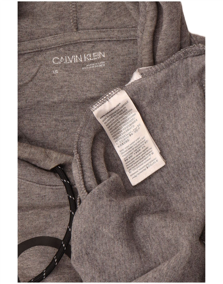 CALVIN KLEIN Pull à capuche graphique pour hommes, grand coton gris