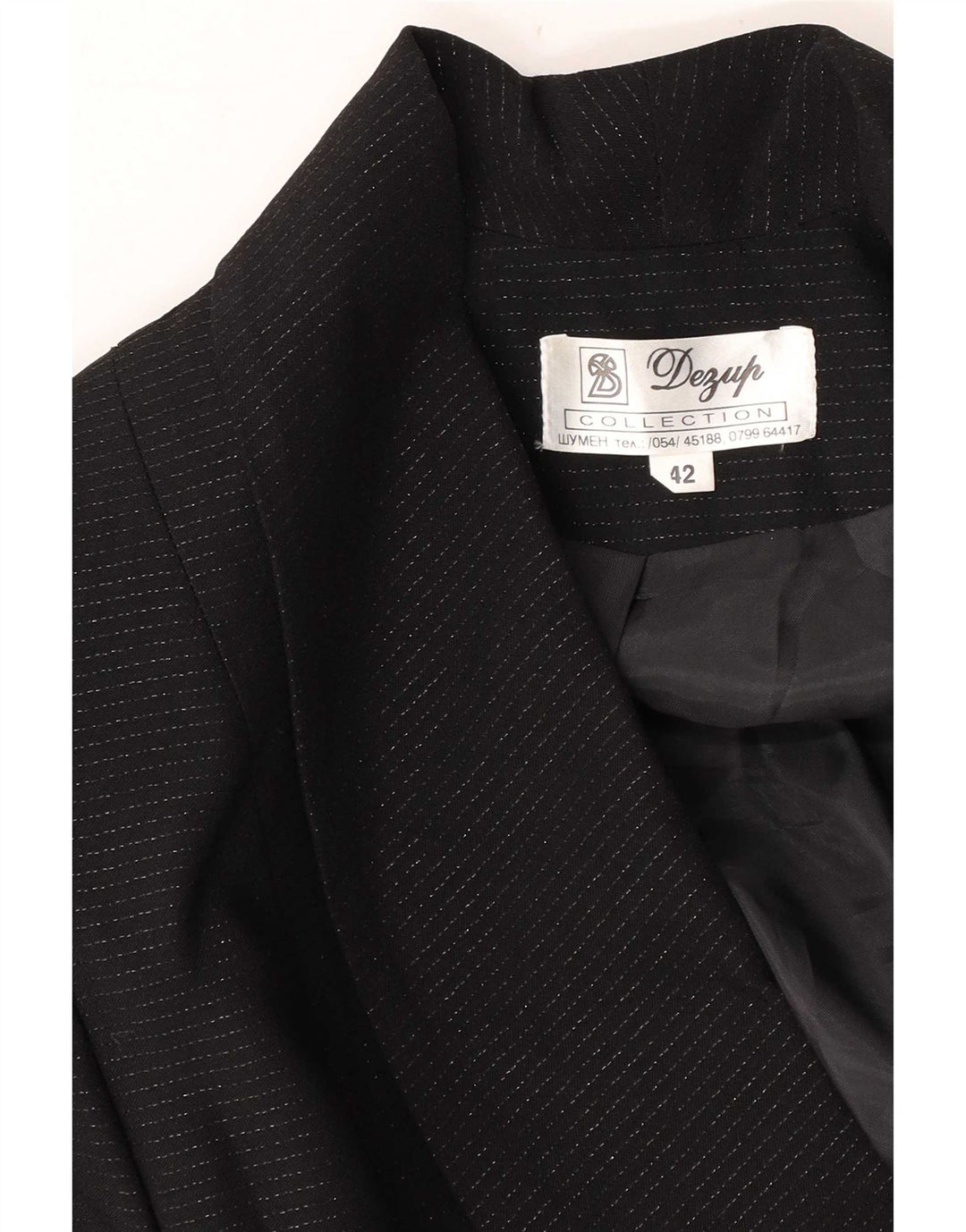 vintage Femme Double Breasted Blazer Veste IT 42 Moyen Noir Rayé