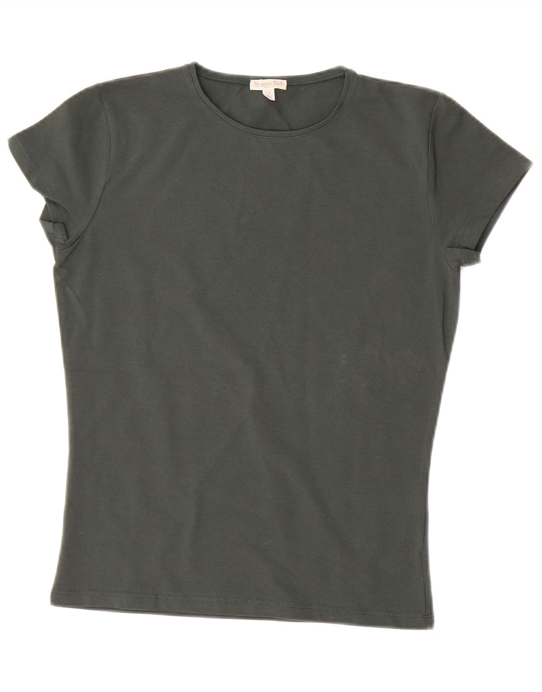MASSIMO DUTTI T-Shirt Femme Top UK 10 Petit Vert Coton