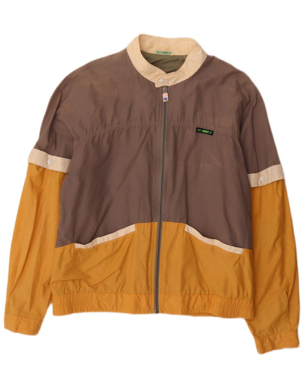 MC Kee's Mens Bomber Jacket UK 40 Large Brown Colourblock Cotton