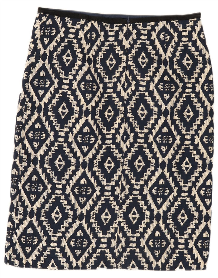 Marks & Spencer Jupe droite pour femme UK 12 Medium 30 Bleu marine géométrique
