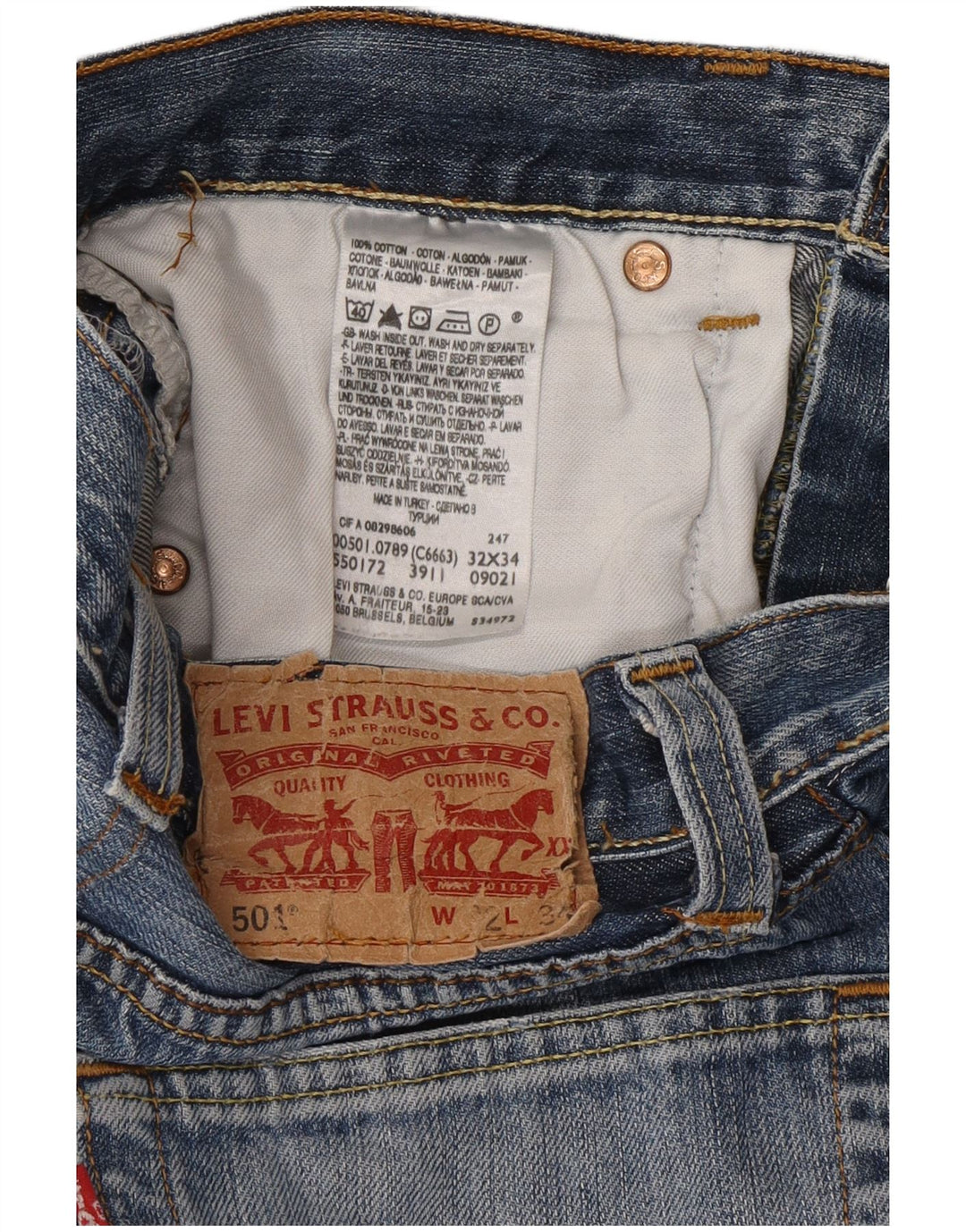 Levi's Short en Jean 501 Femme W32 Large Bleu Coton