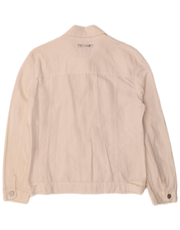 TRUSSARDI JEANS Blouson Bomber Femme IT 44 Medium Off White Coton