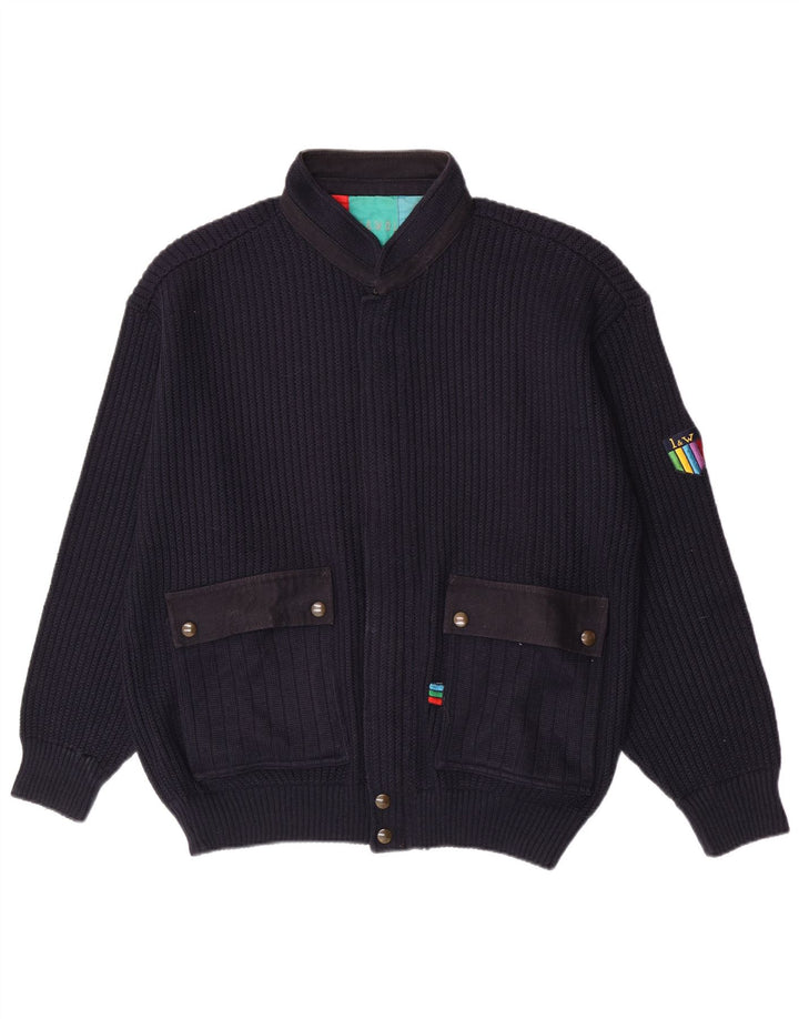 Loli Wolf Cardigan Homme Pull Large Bleu Marine Laine