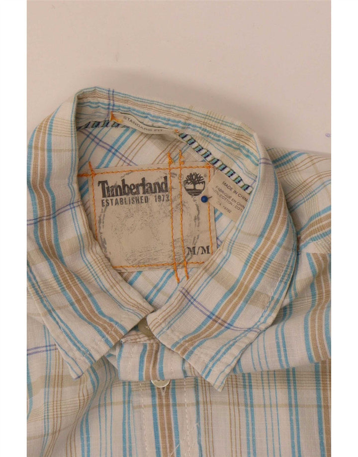 Timberland Chemise à manches courtes pour homme, coupe standard, en coton à carreaux bleu moyen