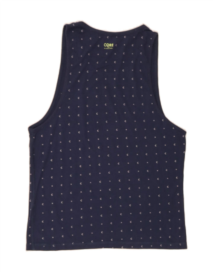 JACK & JONES Mens Vest Top Small Navy Blue Spotted Cotton Vintage Jack & Jones and Second-Hand Jack & Jones from Messina Hembry 