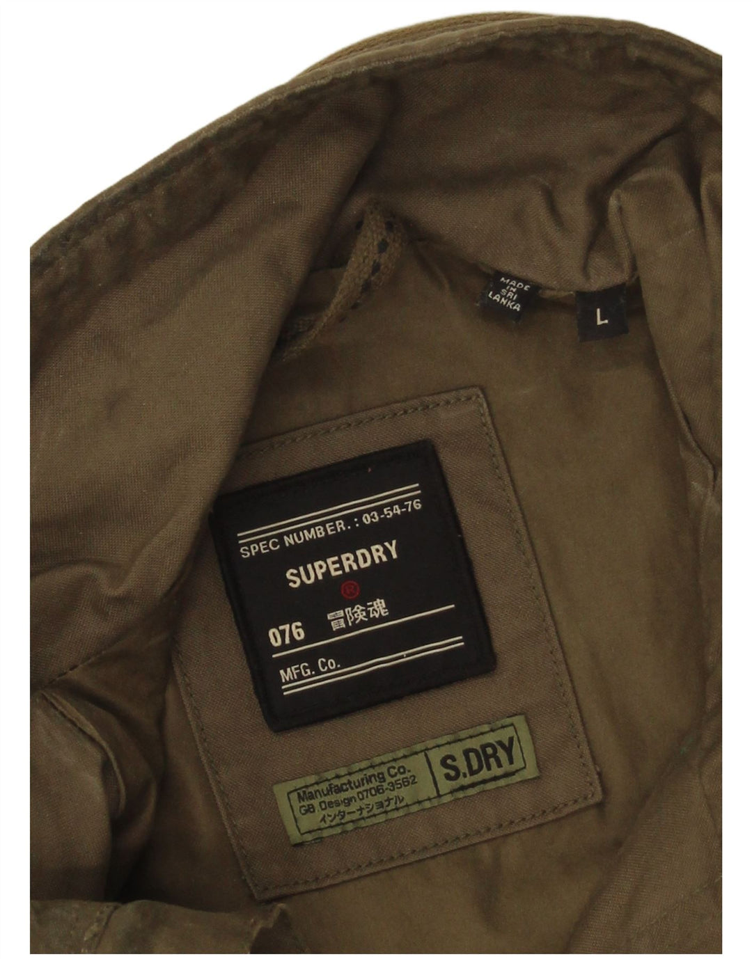 Superdry Veste militaire pour homme UK 40 Large Kaki Coton