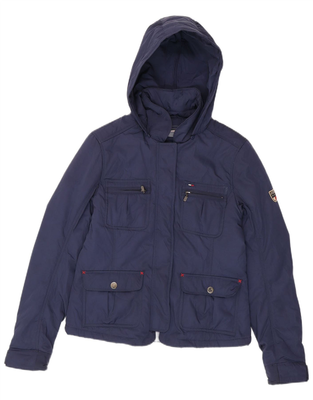 Tommy Hilfiger Veste utilitaire à capuche pour femme UK 12 Bleu marine moyen