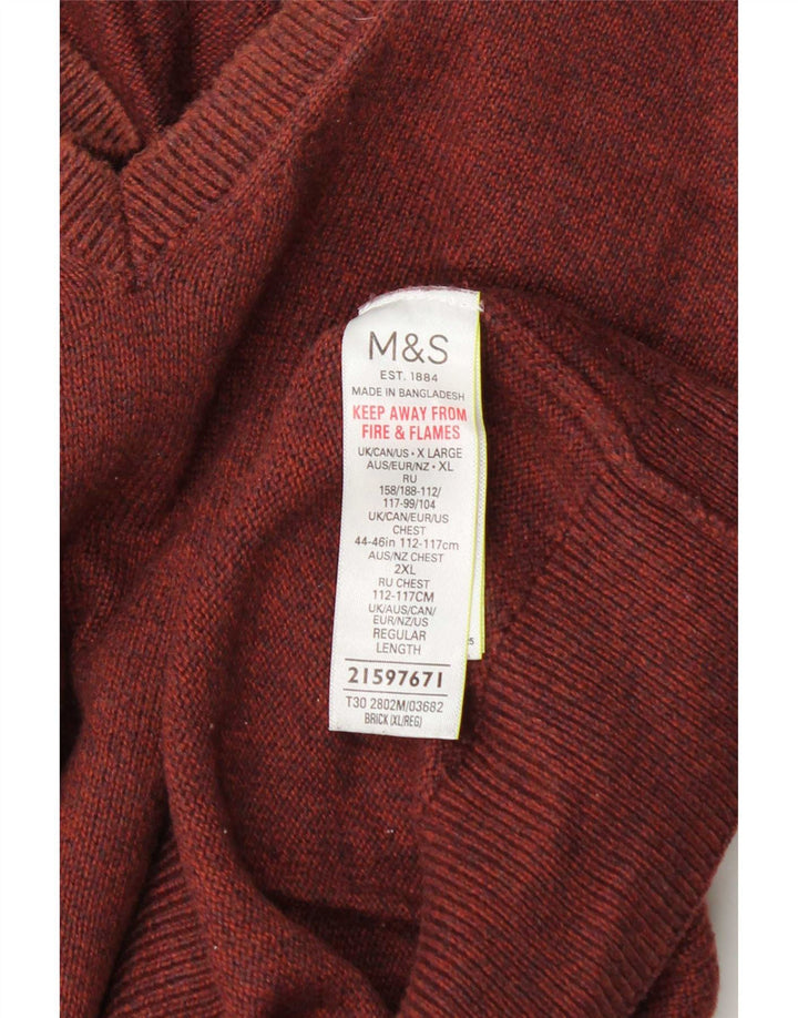 Marks & Spencer Pull col V pour homme XL en coton marron
