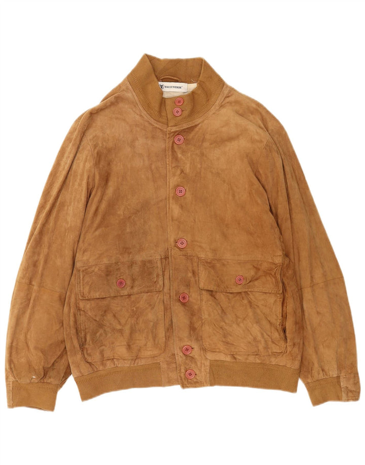 Valle Verde Blouson Bomber En Daim Homme IT 50 Grand Cuir Marron