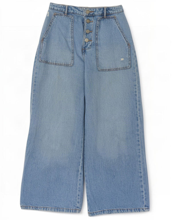 Zara Jeans jambe large effet vieilli pour fille 13-14 ans W26 L25 Bleu