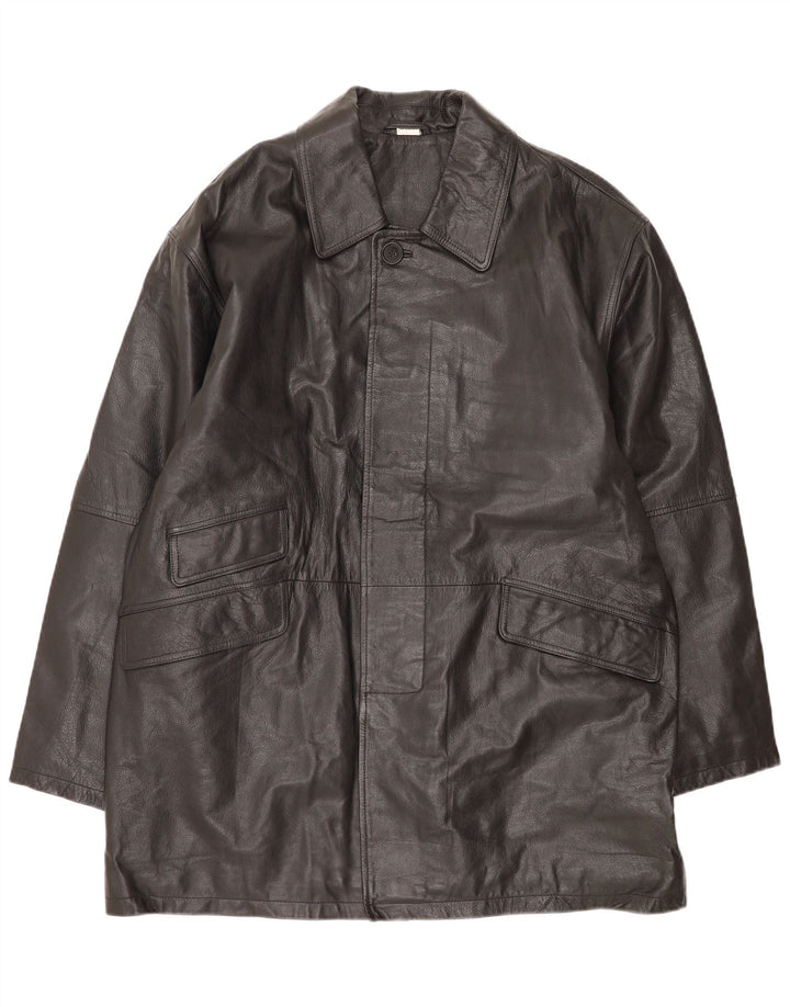 manteau en cuir homme vintage UK 44/46 XL cuir noir