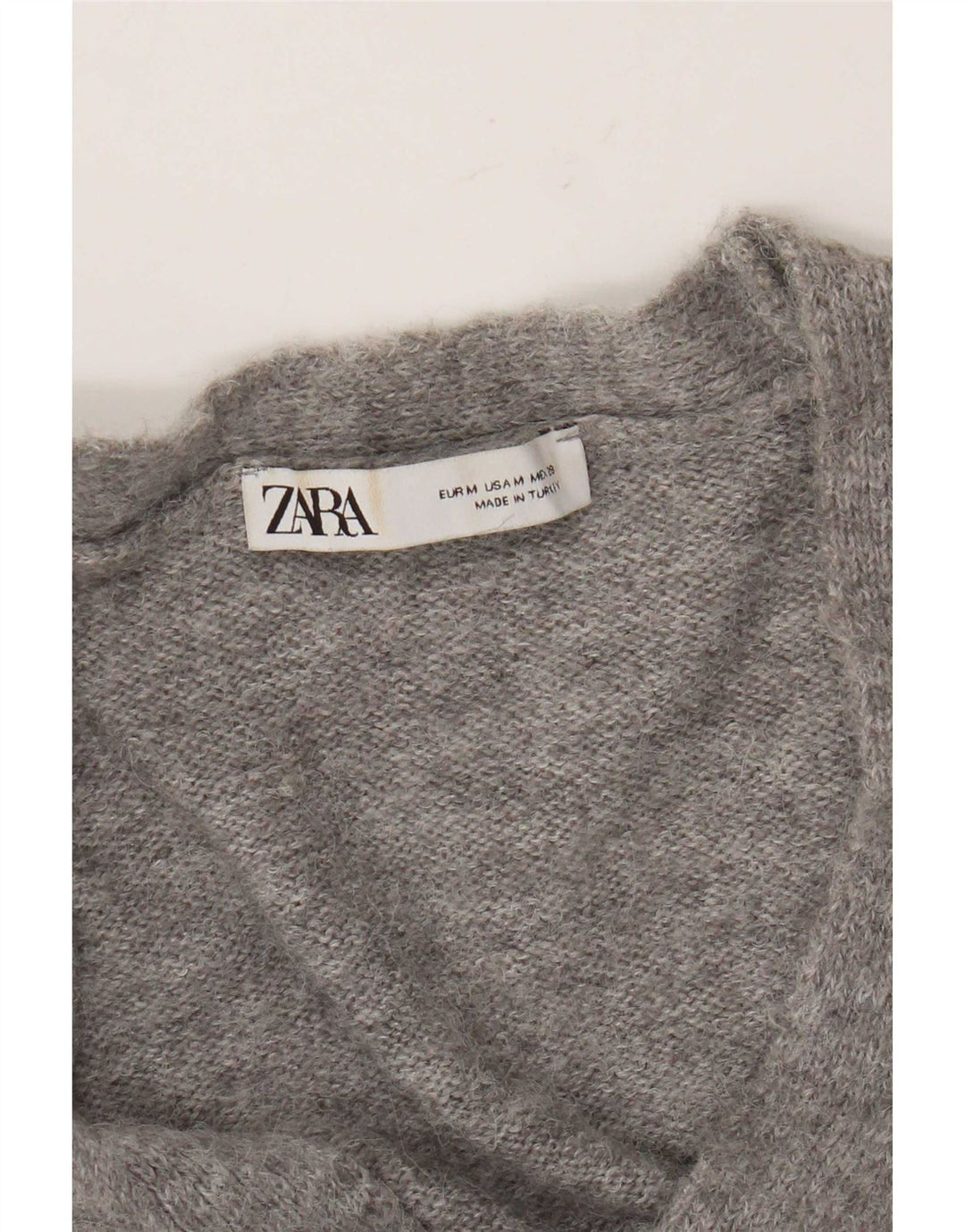 Zara Womens Crop Cardigan Pull UK 14 Gris Moyen
