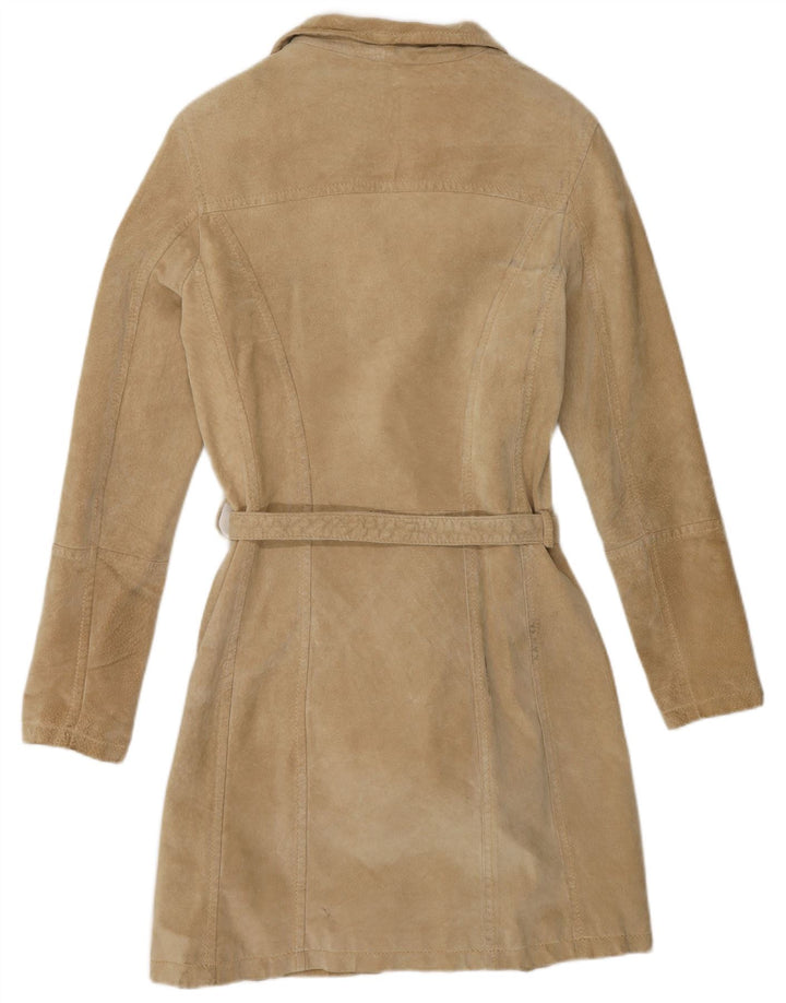 Conbipel Pardessus Femme En Daim IT 46 Grand Cuir Kaki
