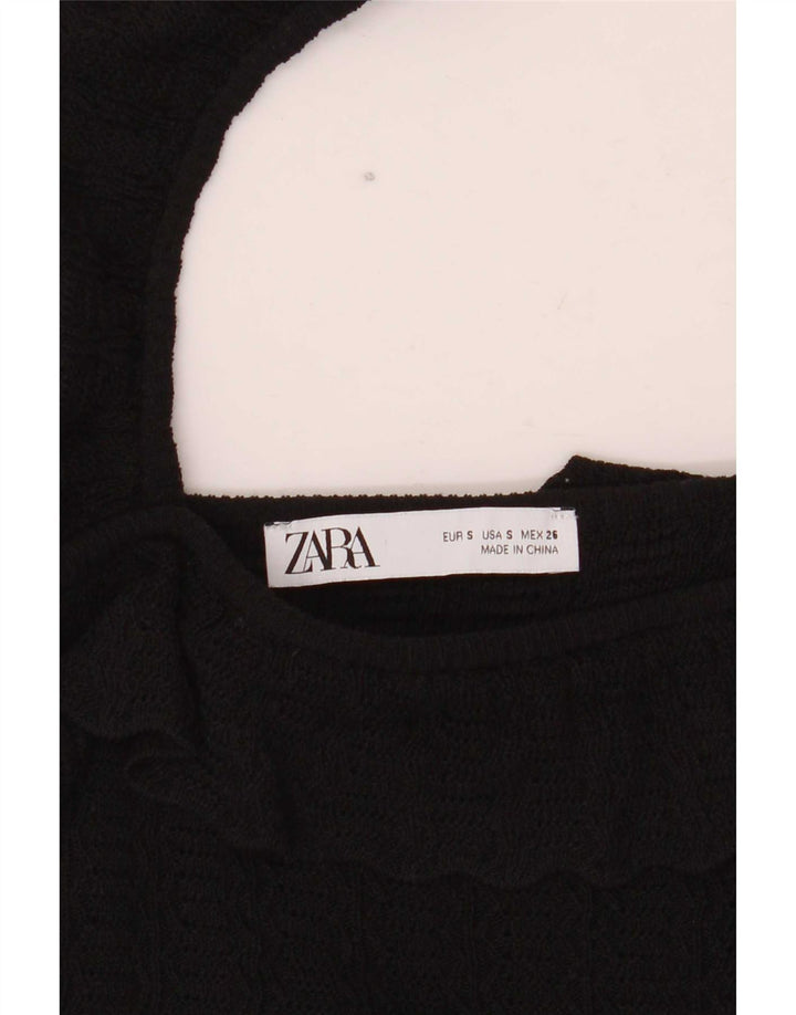 Zara Haut court à épaules dénudées pour femme UK 8 Petit Noir