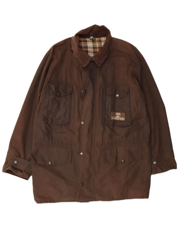 veste en coton ciré vintage pour hommes UK 38 Brun moyen