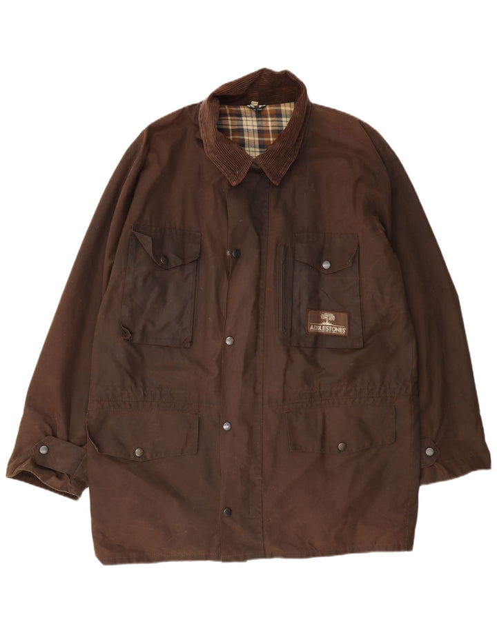 veste en coton ciré vintage pour hommes UK 38 Brun moyen