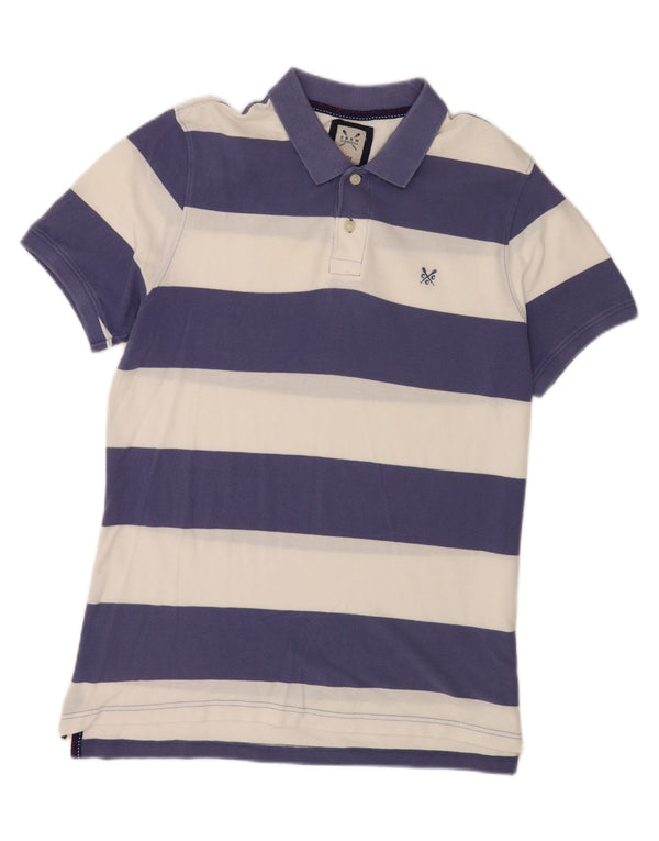 Crew Clothing Polo Homme Large Bleu Rayé Coton