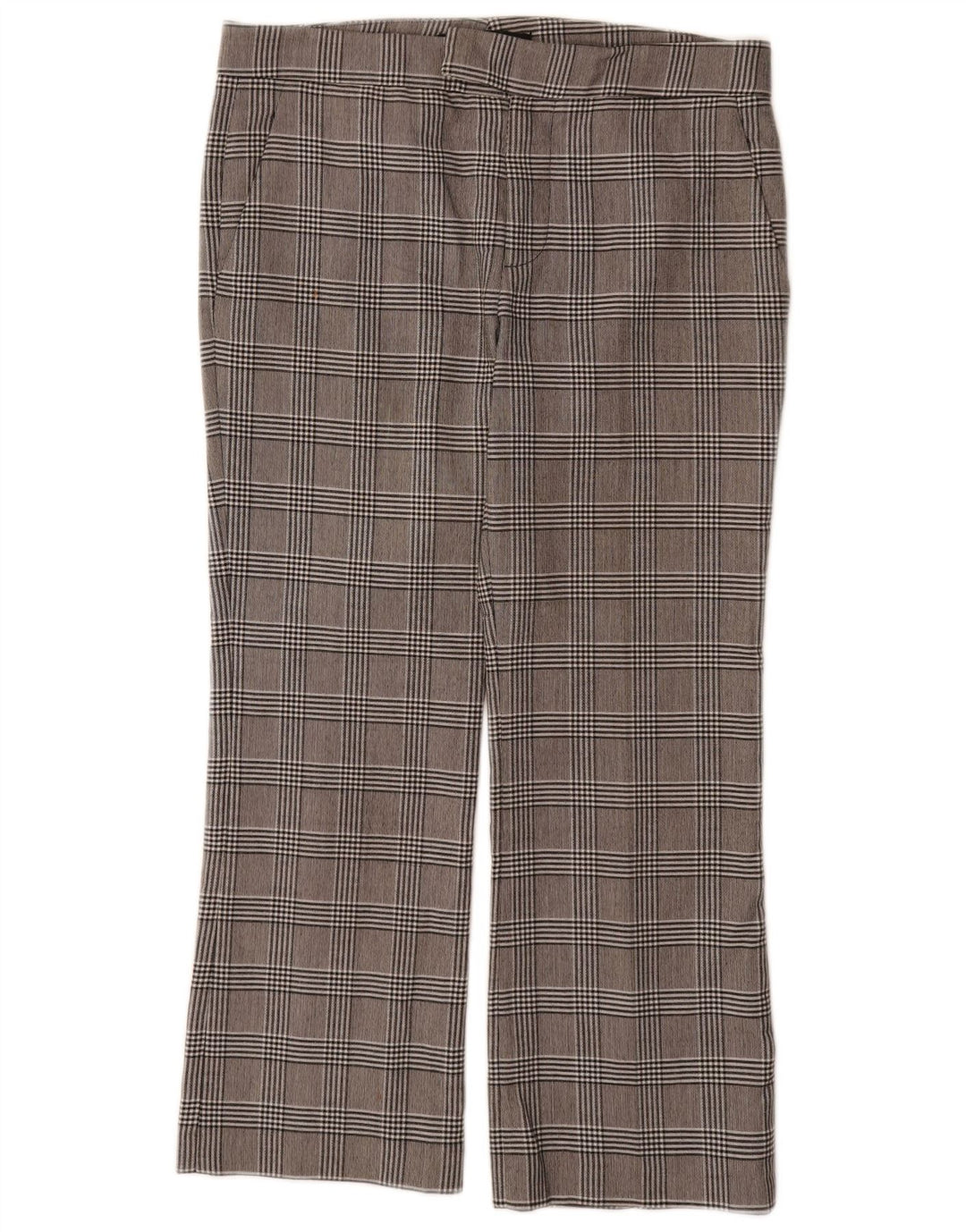 Zara Pantalon de costume droit pour femme EU 38 Small W32 L26 Gris à carreaux Polyester